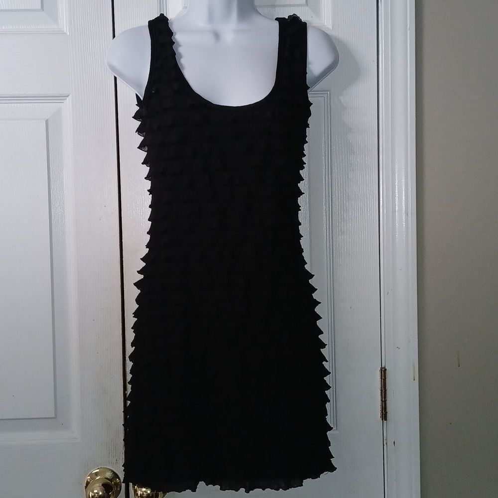 Velvet Torch black ruffle mini sexy little dress Sz S NWOT